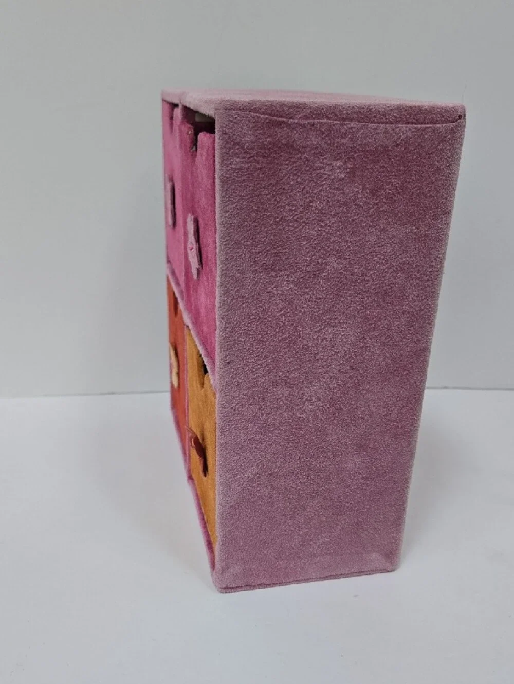 Suede 4-Drawer Cube Organizer - Pink & Orange